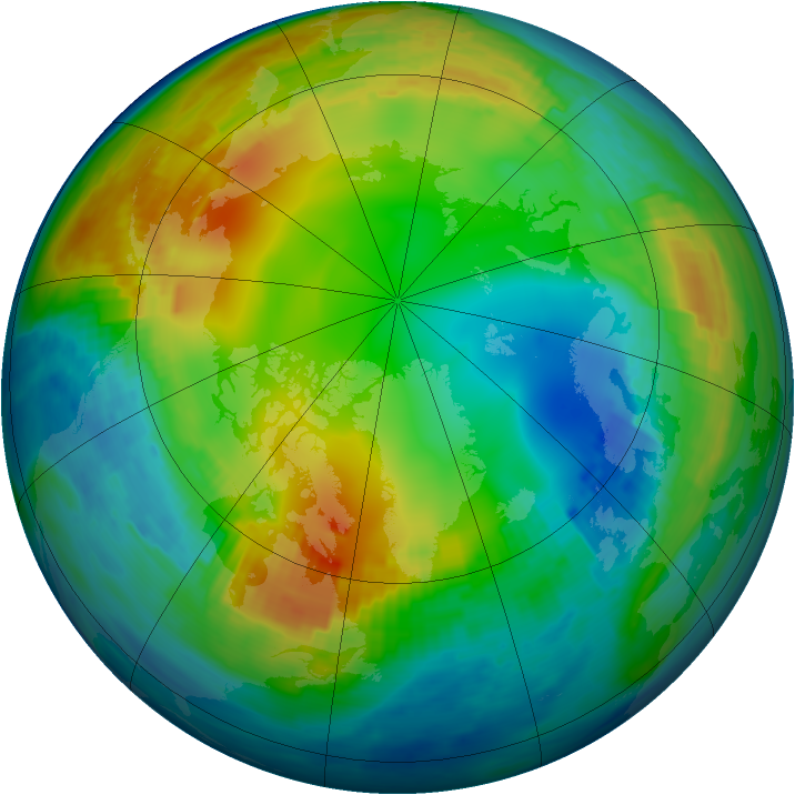 Arctic ozone map for 30 January 1993